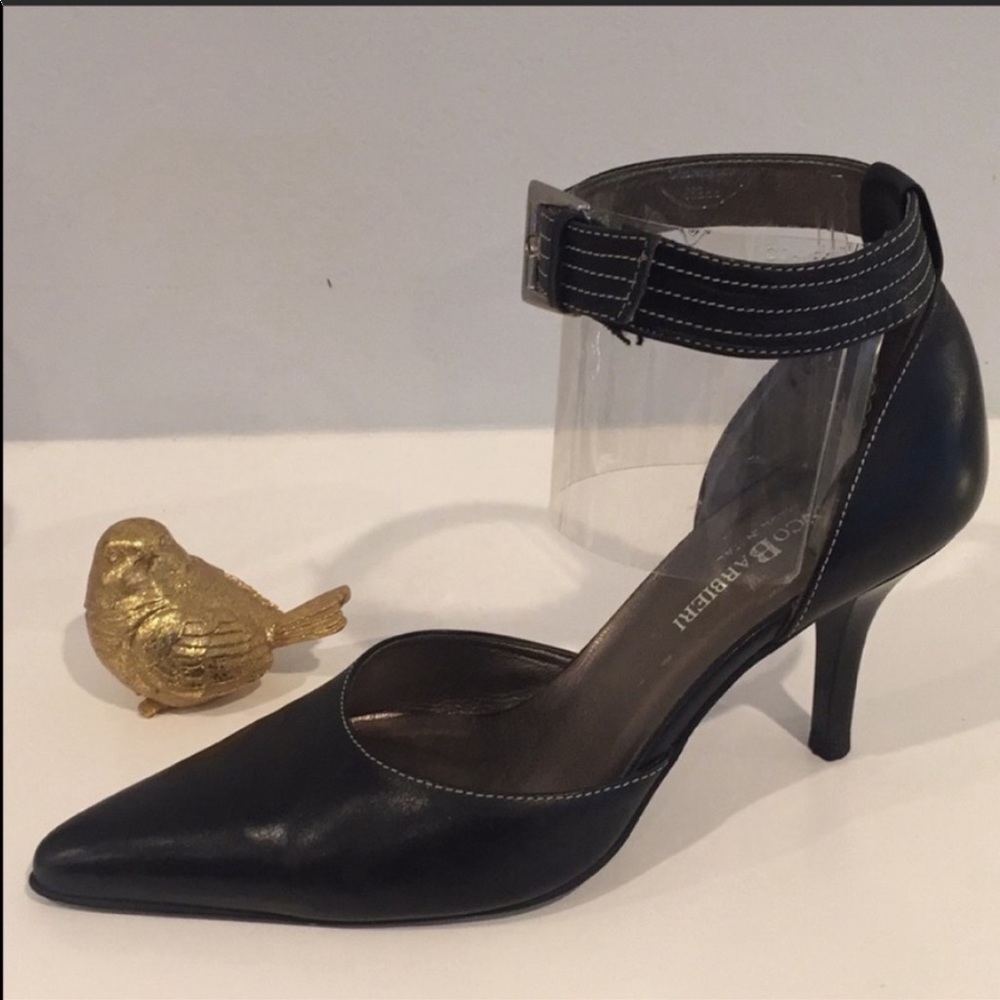 FRANCO BARBIERI, black strap high heels. Size  7.5